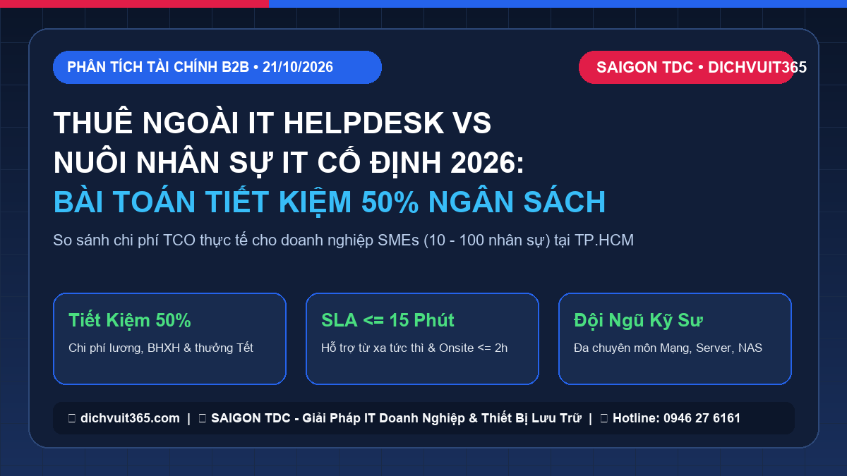 Chi Phí Thuê Ngoài IT Helpdesk vs Nuôi Nhân Sự IT Cố Định 2026: Bài Toán Tiết Kiệm 50% Ngân Sách Cho SMEs TP.HCM
