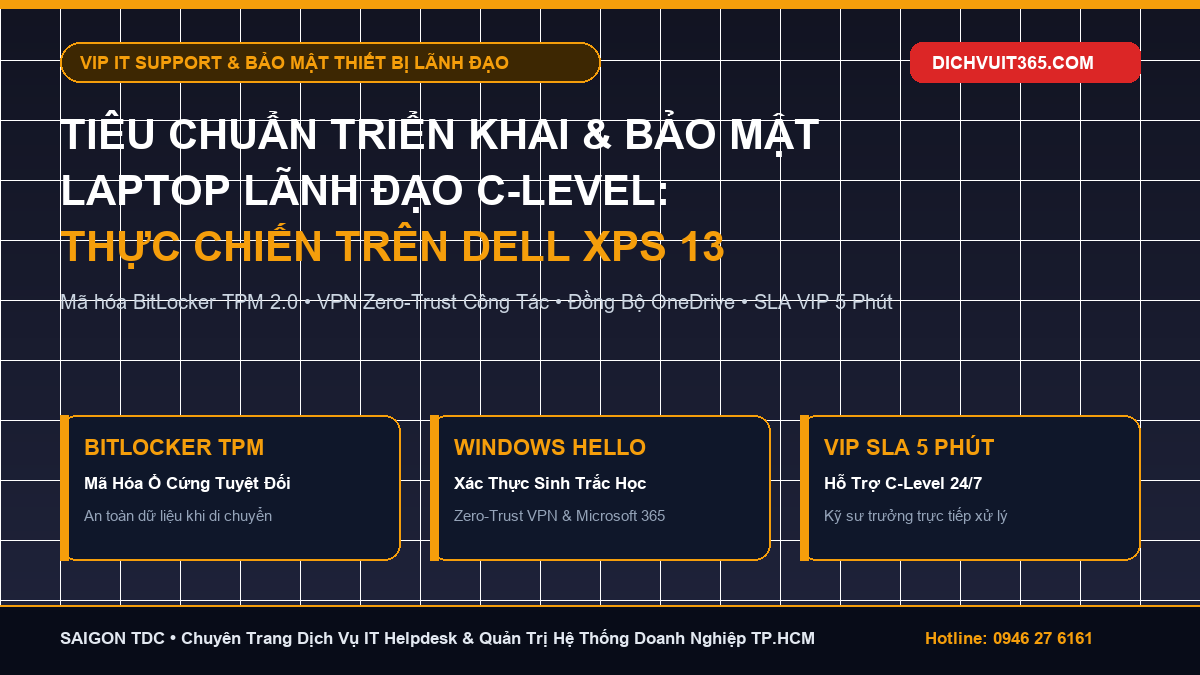 Tiêu Chuẩn Triển Khai & Bảo Mật Laptop Lãnh Đạo (VIP IT Support): Thực Chiến Trên Dell XPS 13 DX13260 TNR9K