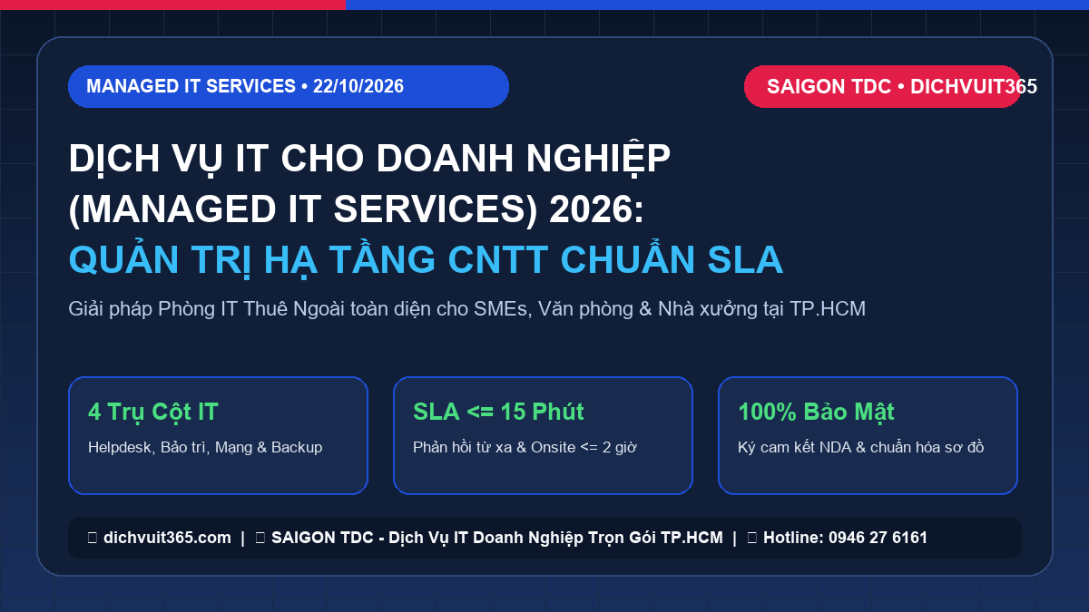 Dịch Vụ IT Cho Doanh Nghiệp (Managed IT Services) 2026: Giải Pháp Quản Trị Hệ Thống CNTT Toàn Diện Chuẩn SLA