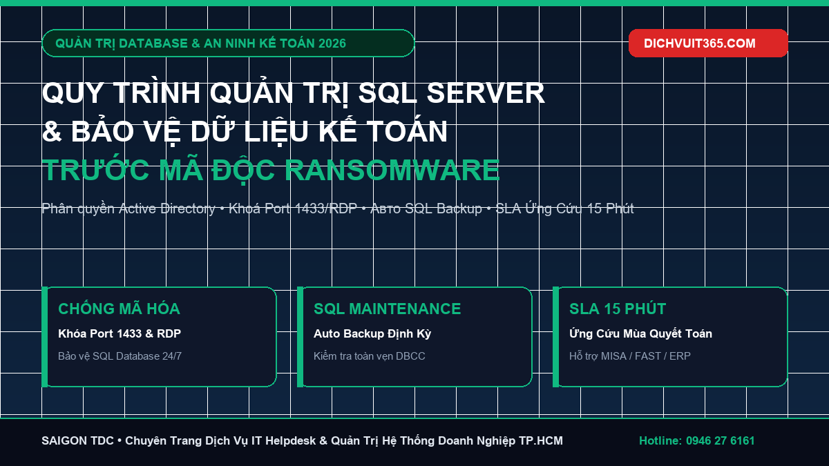 Quy Trình Quản Trị Máy Chủ SQL Server & Bảo Vệ Cơ Sở Dữ Liệu Kế Toán Doanh Nghiệp Trước Ransomware